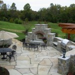 Flagstone Patio With outdoor Fireplace Fairfax County, VA
