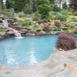 Waterfall Pool with Stone Patio