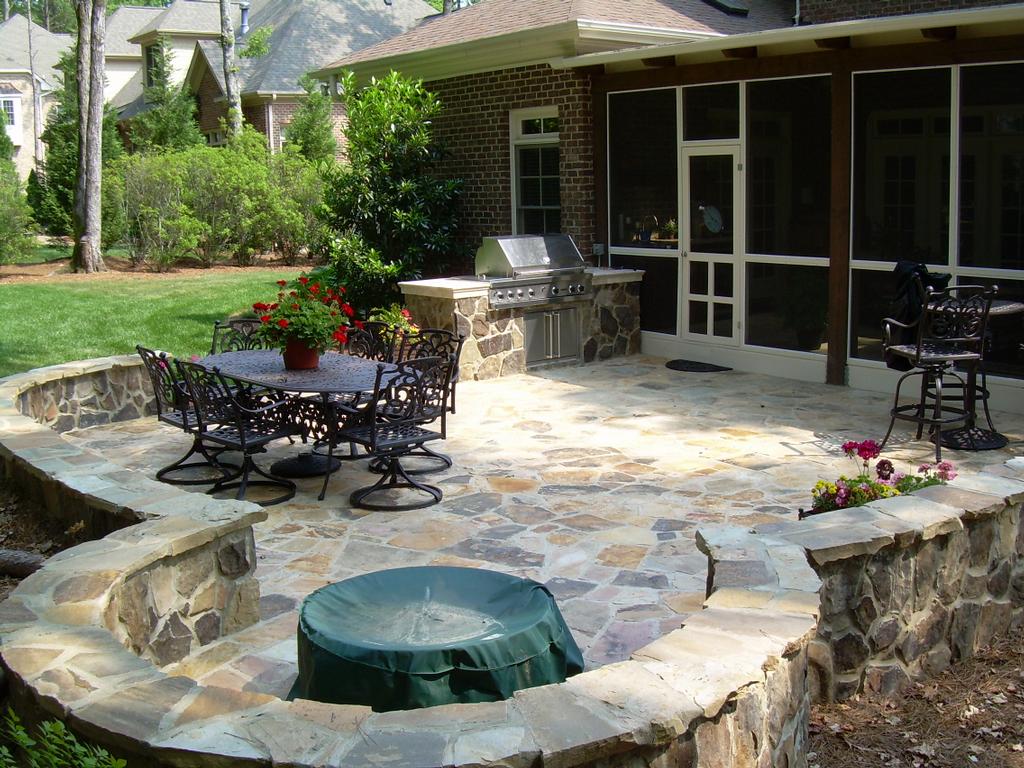 Natural Stone Backyard Patio with Fire Pit in Northern VA, Maryland, and DC